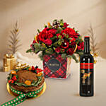 Seasons Greetings Floral Box - Wine and Plum Cake Bundle