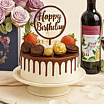 Birthday Gift Set - Roses Cake & Wine