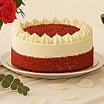 Scrumptious Red Velvet Cake with Wine and Flowers