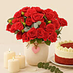 Scrumptious Red Velvet Cake with Wine & Flowers