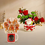 Christmas with Festive Floral & Gingerbread Mug Arrangement