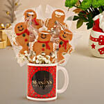 Christmas with Festive Floral n Gingerbread Mug Arrangement