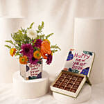 Happy New Year Flowers & Chocolate Truffle Set
