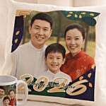Happy New Year Personalised Mug and Cushion Set
