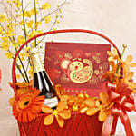 Lunar Year Flower Wine and Chocolate Basket