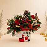 Xmas Flower Arrangement in Santa Pot