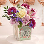 New Year Floral Arrangement with 2026 Balloon Bundle