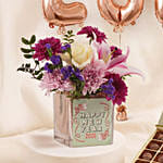 New Year Flowers Chocolates n Balloon Celebration Set