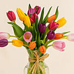 Heavenly 20 Multicoloured Tulips Vase