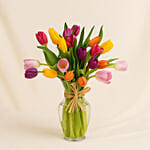 Heavenly 20 Multicoloured Tulips Vase