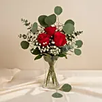 Darling Red Roses in Glass Vase