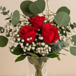 Darling Red Roses in Glass Vase