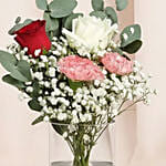 Rosy Carnation Delight in Cylindrical Vase