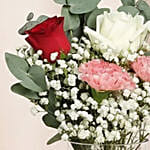 Rosy Carnation Delight in Cylindrical Vase