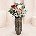 Rosy Carnation Delight in Designer Vase
