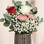 Rosy Carnation Delight in Designer Vase