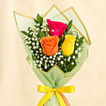 Three Mix Roses Hand Bouquet