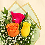 Three Mix Roses Hand Bouquet