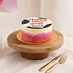 Cheerful Yellow & Pink Flowers Bouquet and Chocolate Cake