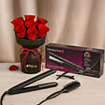 Remington S3700 Ceramic Glide 230 Straightener with Red Roses Combo