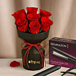 Remington S3700 Ceramic Glide 230 Straightener with Red Roses Combo