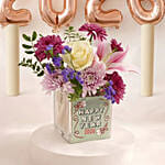 New Year Floral Arrangement with 2026 Balloon Bundle