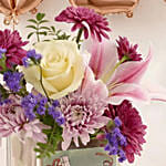 New Year Floral Arrangement with 2026 Balloon Bundle