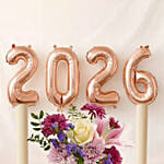 New Year Floral Arrangement with 2026 Balloon Bundle