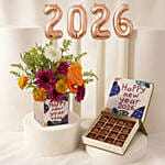 New Year Floral Chocolate & Balloon Celebration Bundle
