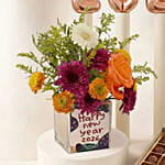 New Year Floral Chocolate & Balloon Celebration Bundle