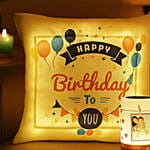 Personalised LED Birthday Cushion with Touch Lamp Portable Bluetooth Speaker