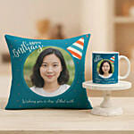 Personalised Photo Mug and Cushion Combo Custom Birthday Gift