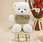 Adorable Love Gift Combo Arrangement with Cake and Wine