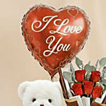 Adorable Love Gift Combo Arrangement with Cake and Wine