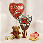 Adorable Love Gift Combo Arrangement with Floral Heart Cake
