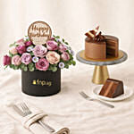 Birthday Flowers Box and Chocolate Cake Bundle