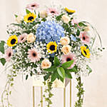 Mixed Flowers Golden Stand