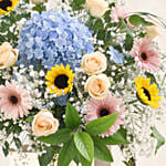 Mixed Flowers Golden Stand