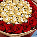 Red Roses & Ferrero Rocher Chocolate Bouquet Gift Combo