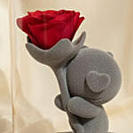 Red Rose and Teddy Glass Dome