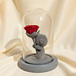 Red Rose and Teddy Glass Dome