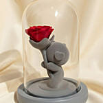 Red Rose and Teddy Glass Dome