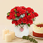 Scrumptious Red Velvet Cake with Wine n Flowers