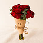 Smiley Mini Jelly Cat Red Roses Bouquet