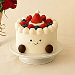 Smiley Mini Jelly Cat Red Roses Bouquet and Cake