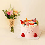 Smiley Mini Jellycat Pastel Bouquet with Fruit Cake