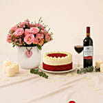 Pink Perfection Blooms - Cake and Wine Bundle