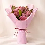 6 Passionate Oriental Pink Lilies