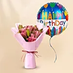 Oriental Pink Lilies with Birthday Balloon Gift Set