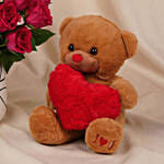 Romantic Dark Pink Roses & Teddy